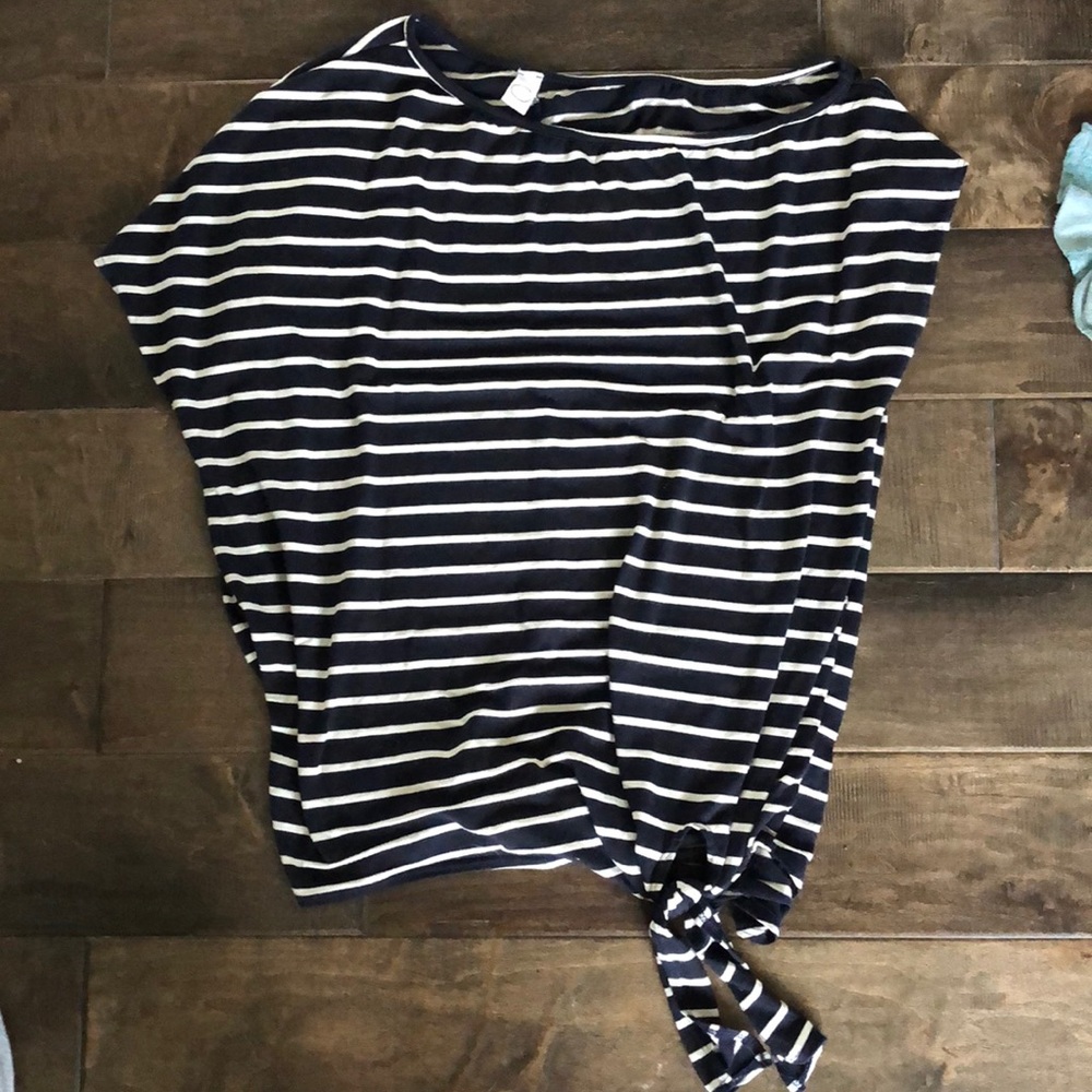 Black/white striped off the shoulder top